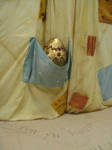 Golden egg: made from various material, for Theatr Na N'Og. Designed by Guy Odonnell